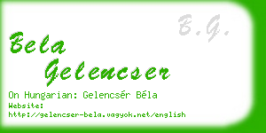 bela gelencser business card